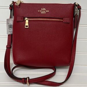 COACH Rowan File Red Gold Leather Mini Crossbody Shoulder Bag Purse Tote NEW